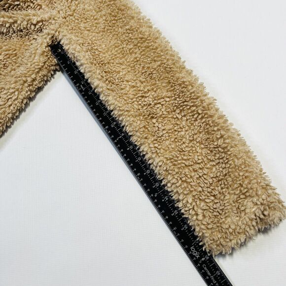 Abercrombie Kids Tan Brown Sherpa Teddy Coat - Size 15/16 - Picture 7 of 11